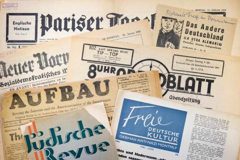 Titelseiten verschiedene Exilzeitungen im Deutschen Zeitungsportal